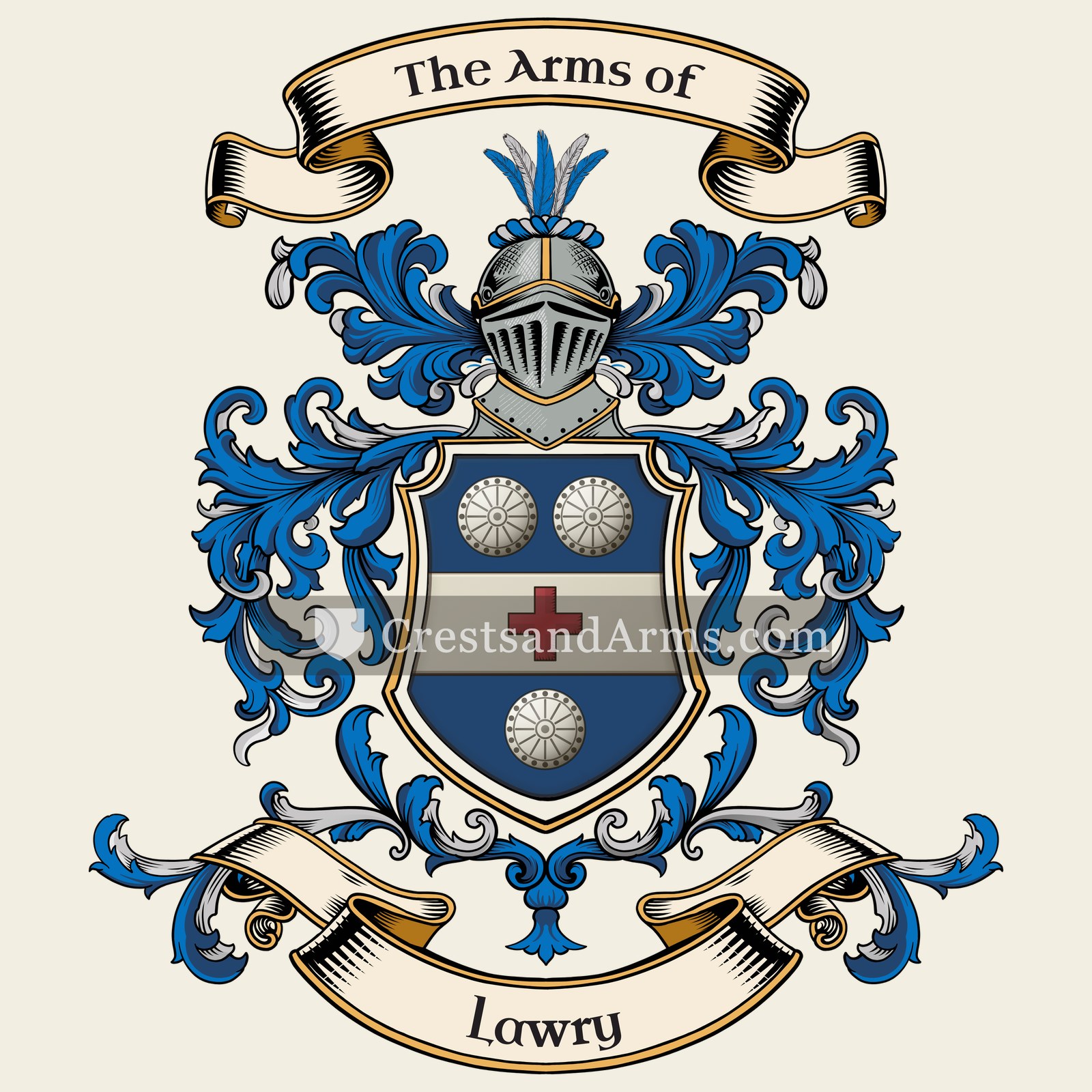 The Lawry coat of arms, drawn from the recorded blazon