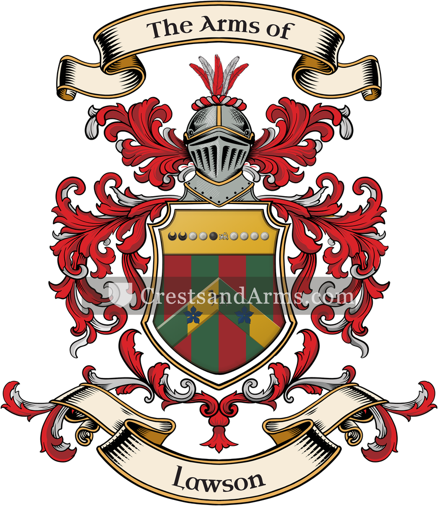 The Lawson coat of arms, drawn from the recorded blazon