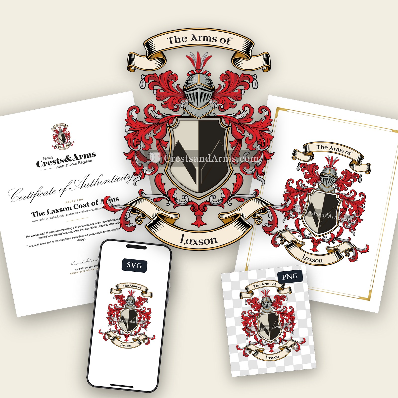 The Laxson arms on the coat of arms — digital pack