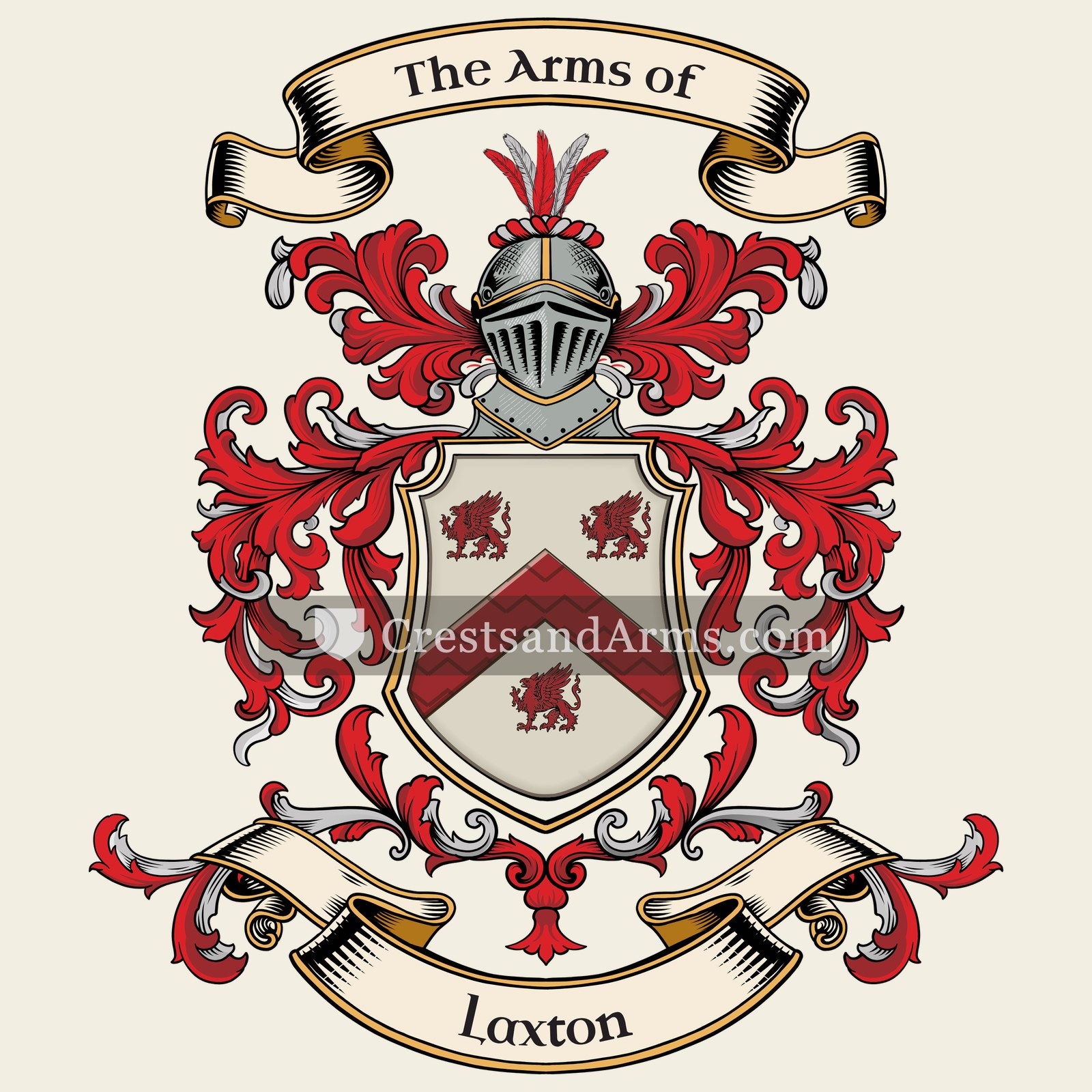 The Laxton coat of arms, drawn from the recorded blazon