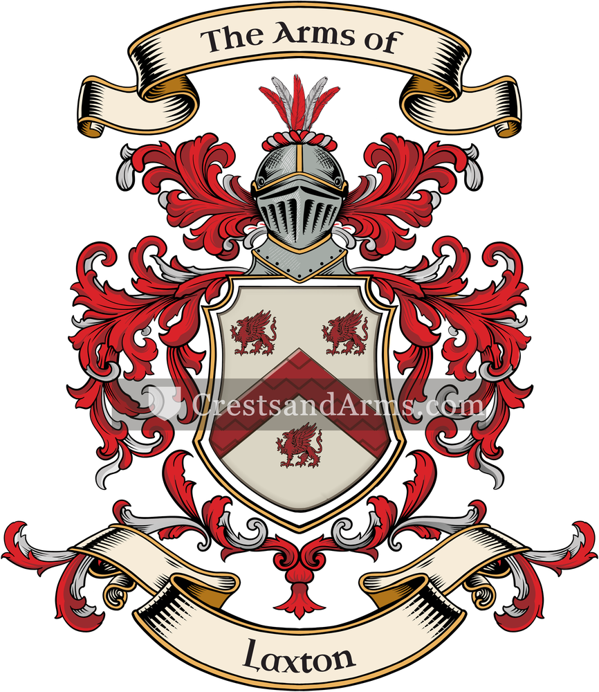 The Laxton coat of arms, drawn from the recorded blazon