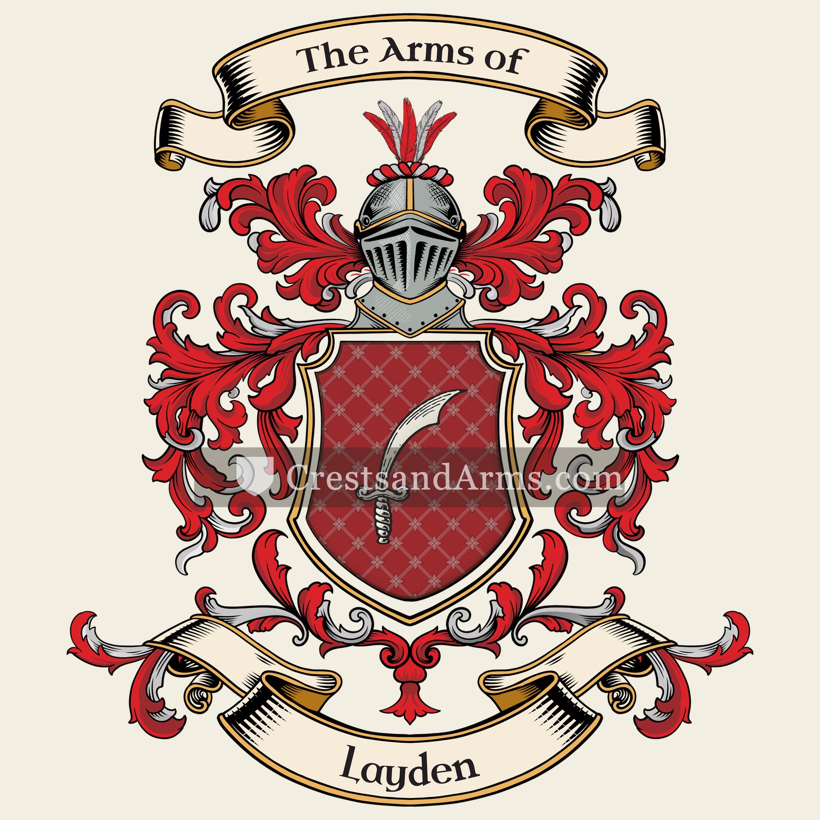 The Layden coat of arms, drawn from the recorded blazon
