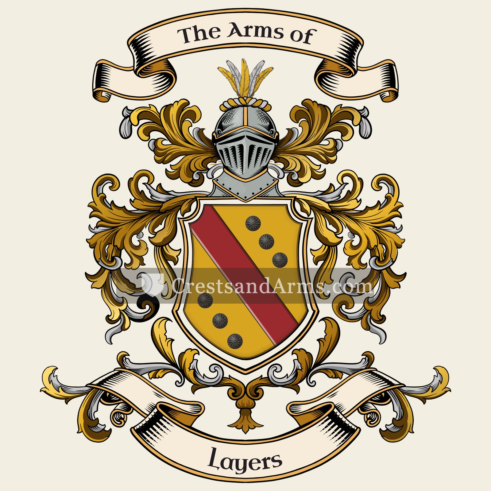 The Layers coat of arms, drawn from the recorded blazon