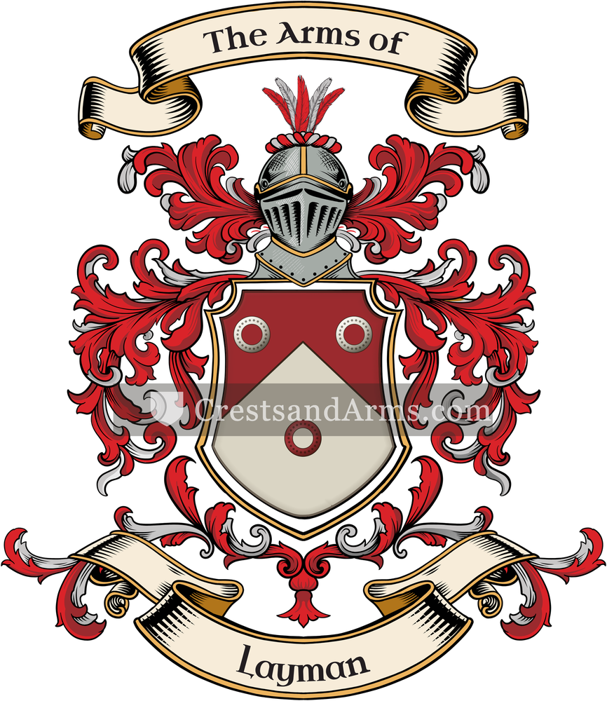 The Layman coat of arms, drawn from the recorded blazon