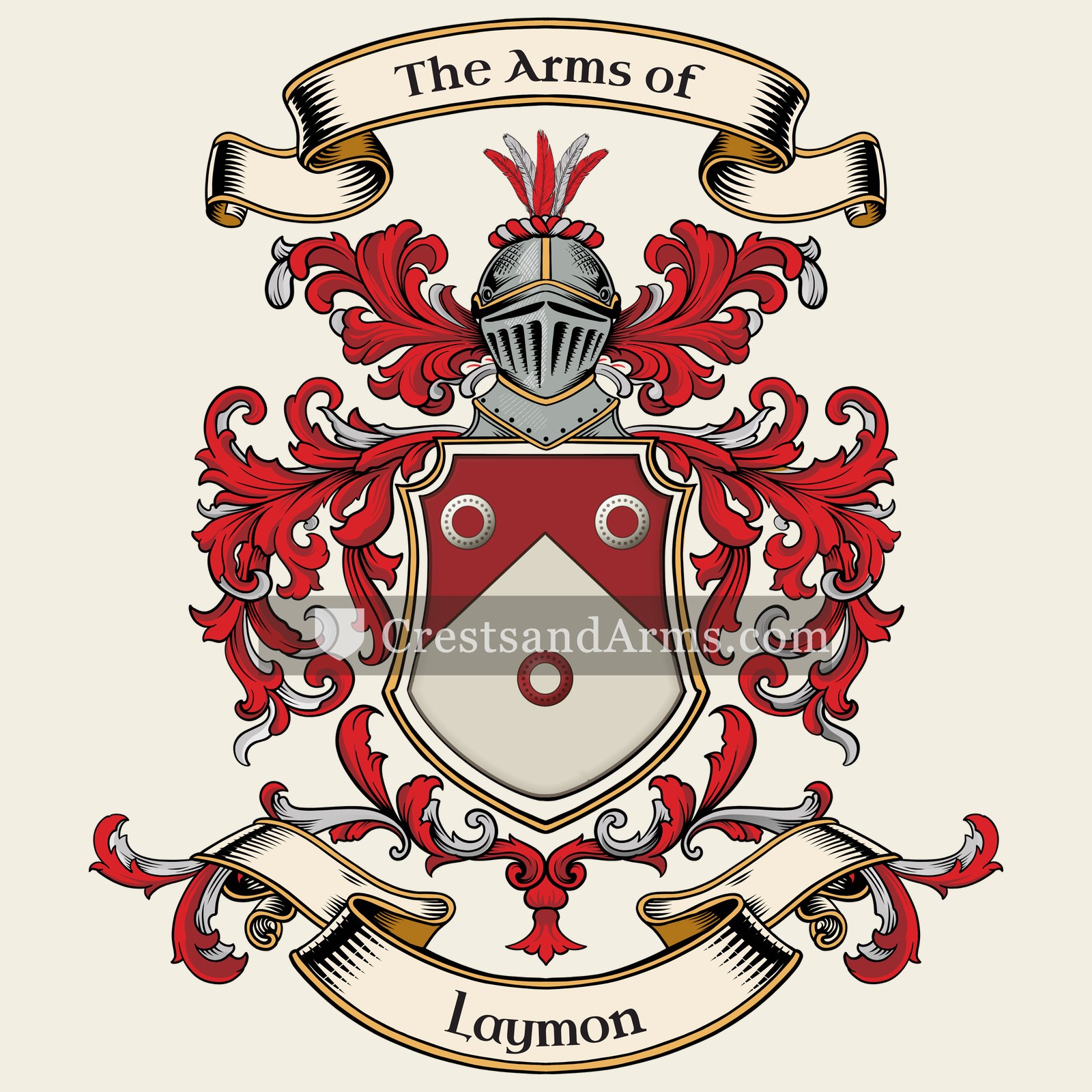 The Laymon coat of arms, drawn from the recorded blazon