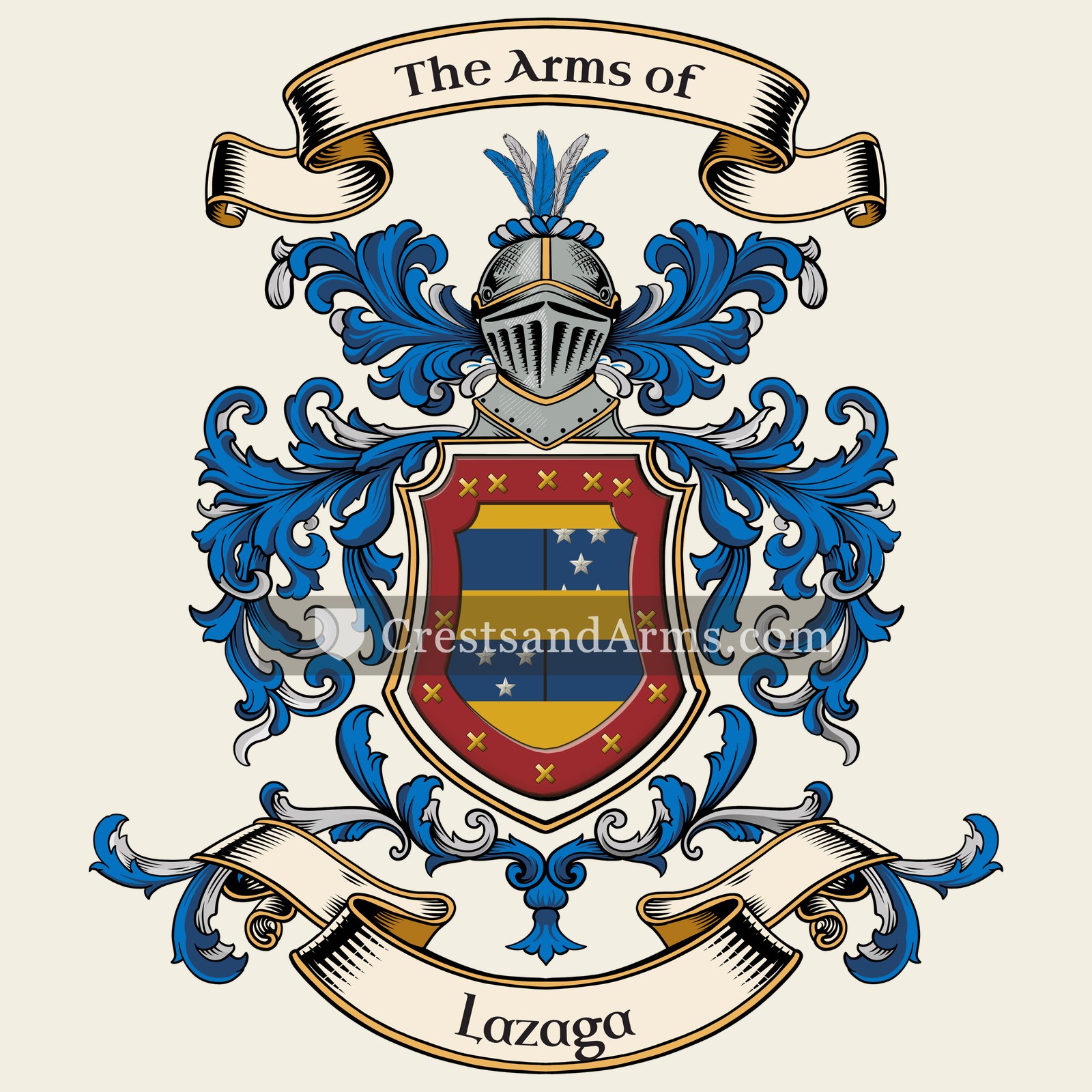 The Lazaga coat of arms, drawn from the recorded blazon