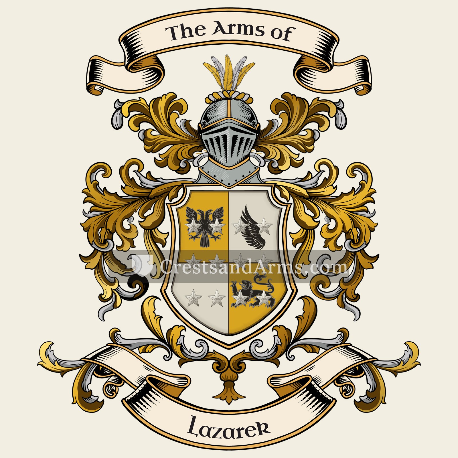 The Lazarek coat of arms, drawn from the recorded blazon