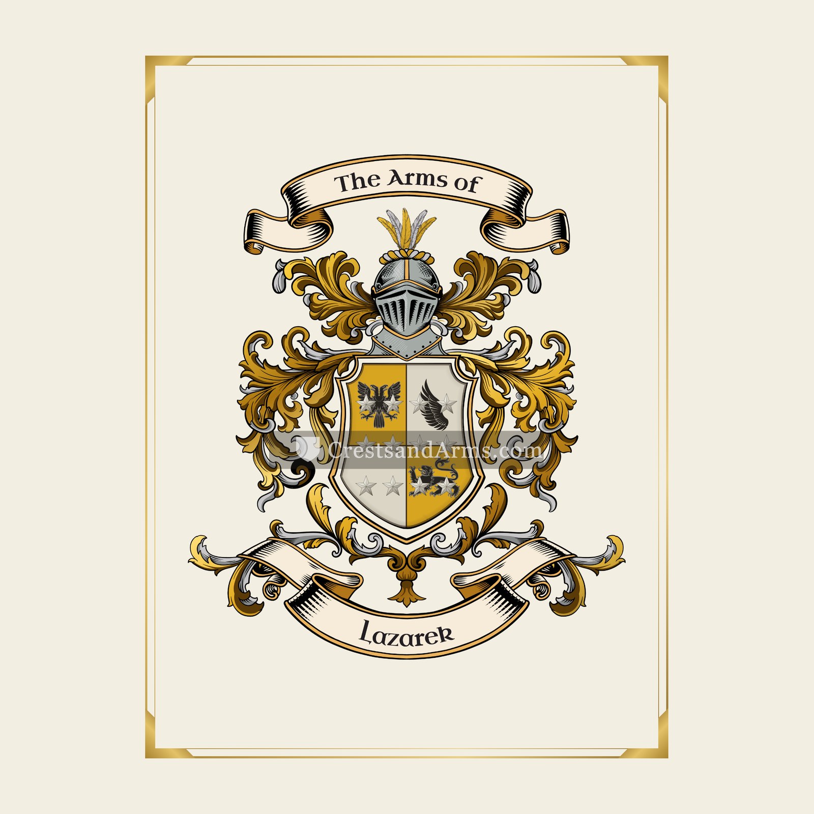 With gold border