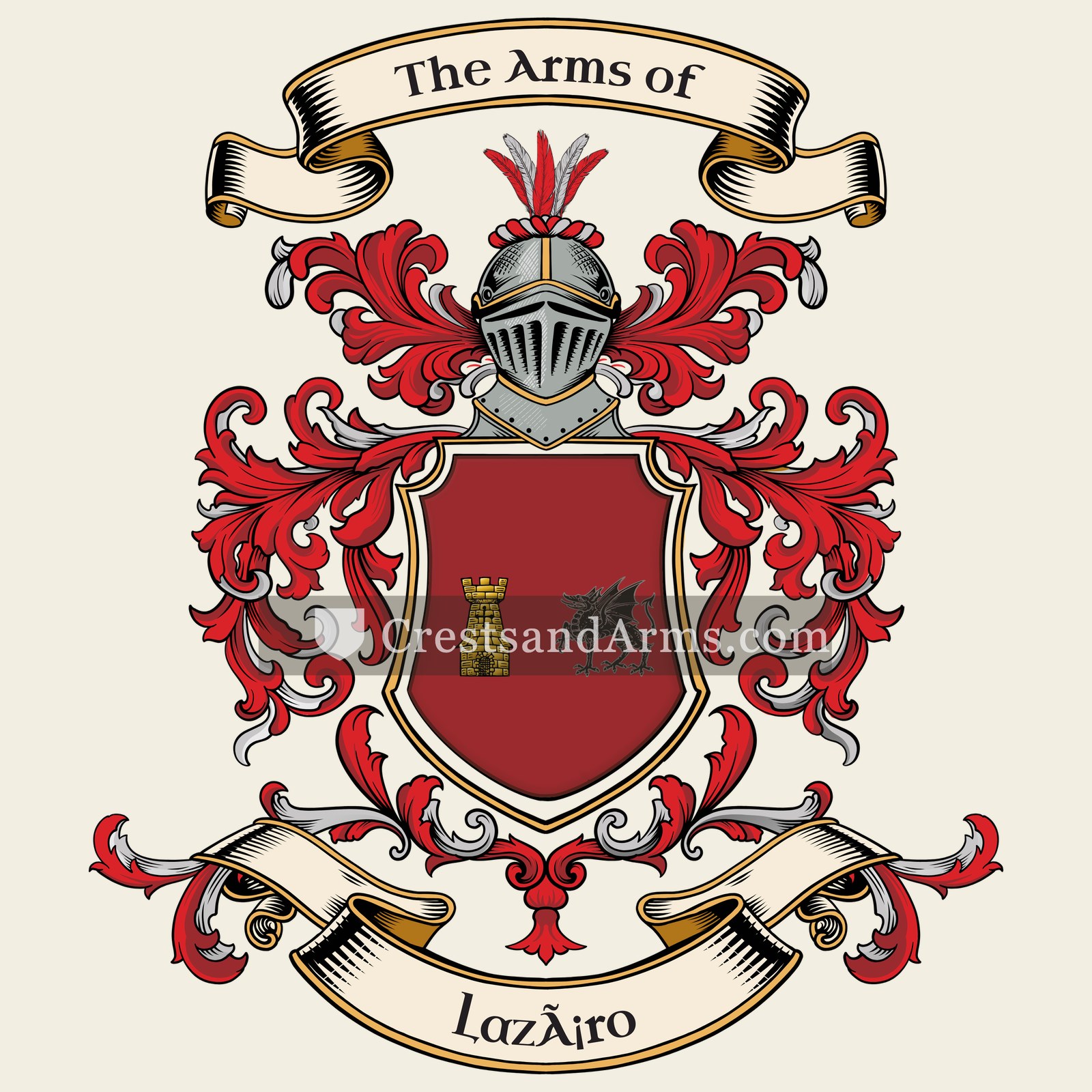 The Lazáro coat of arms, drawn from the recorded blazon