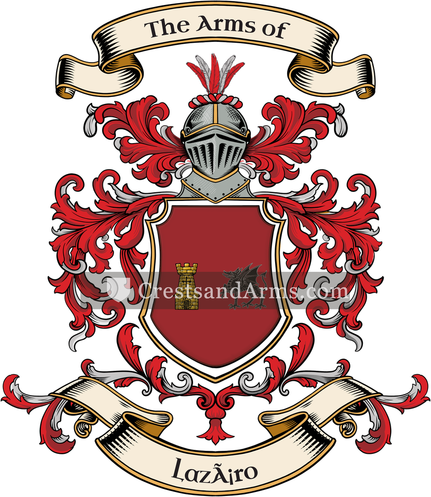 The Lazáro coat of arms, drawn from the recorded blazon