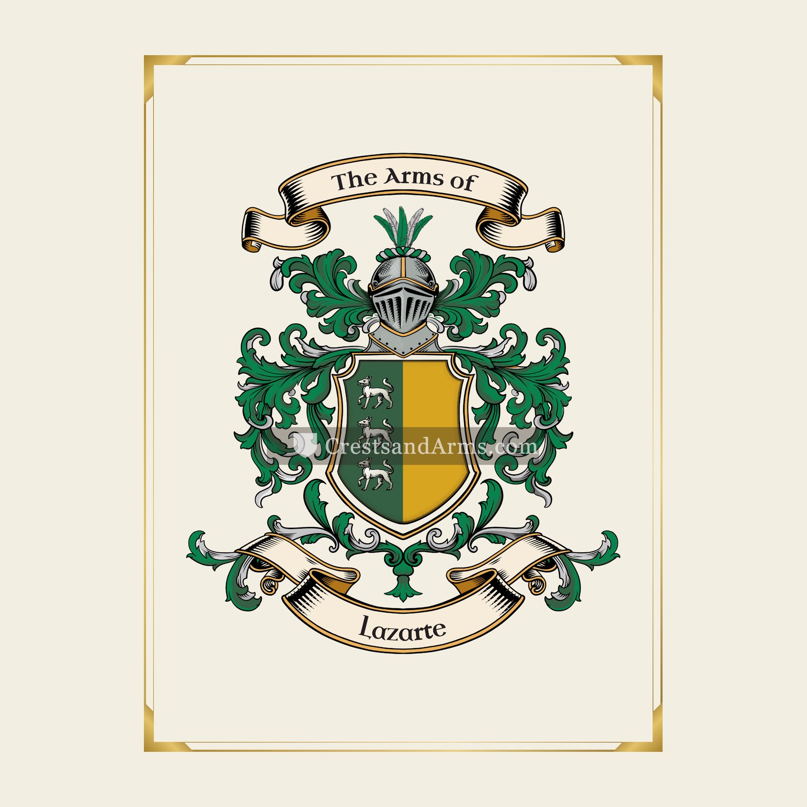 With gold border