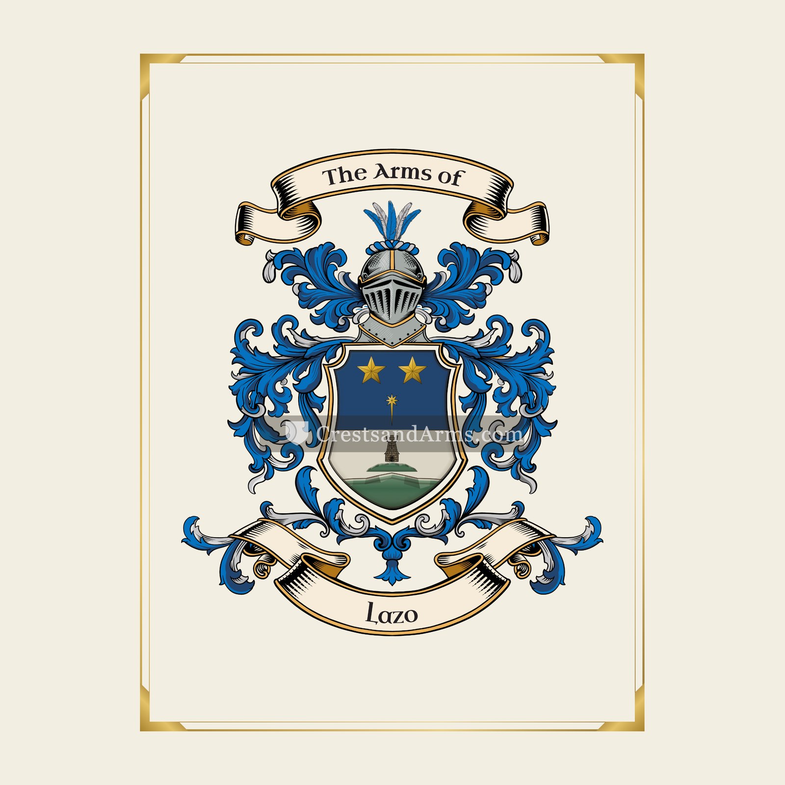 With gold border