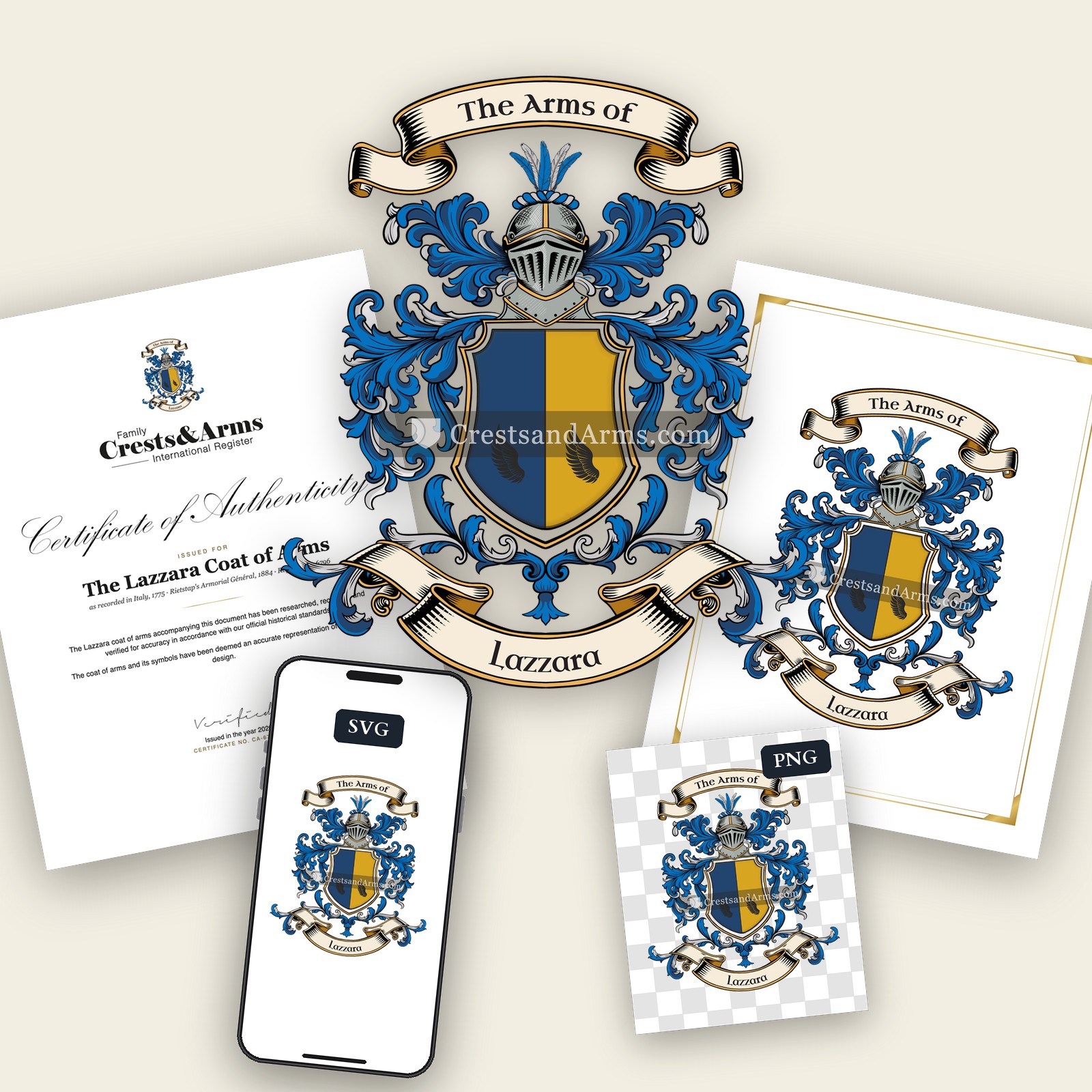The Lazzara arms on the coat of arms — digital pack