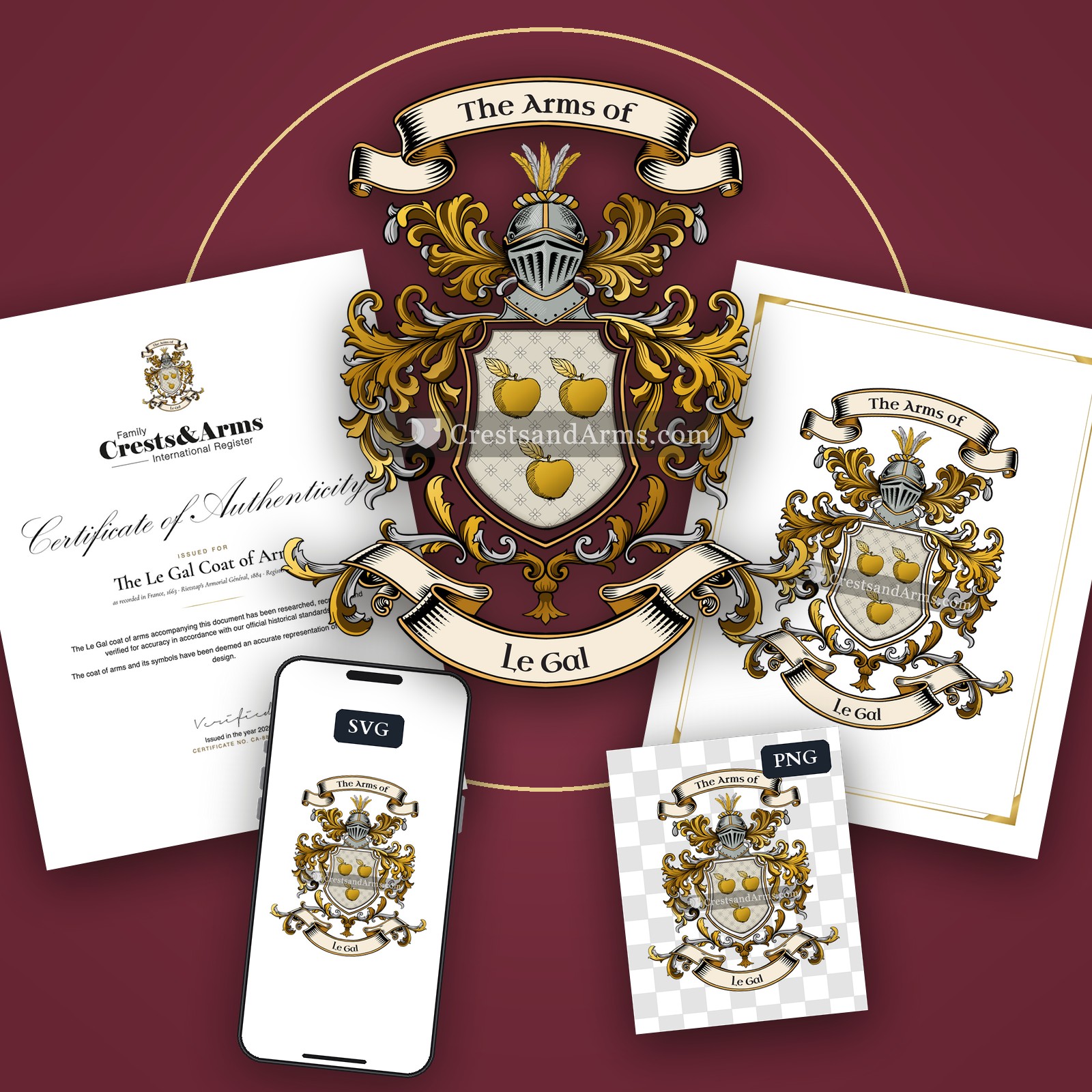 The Le Gal arms on the coat of arms — digital pack