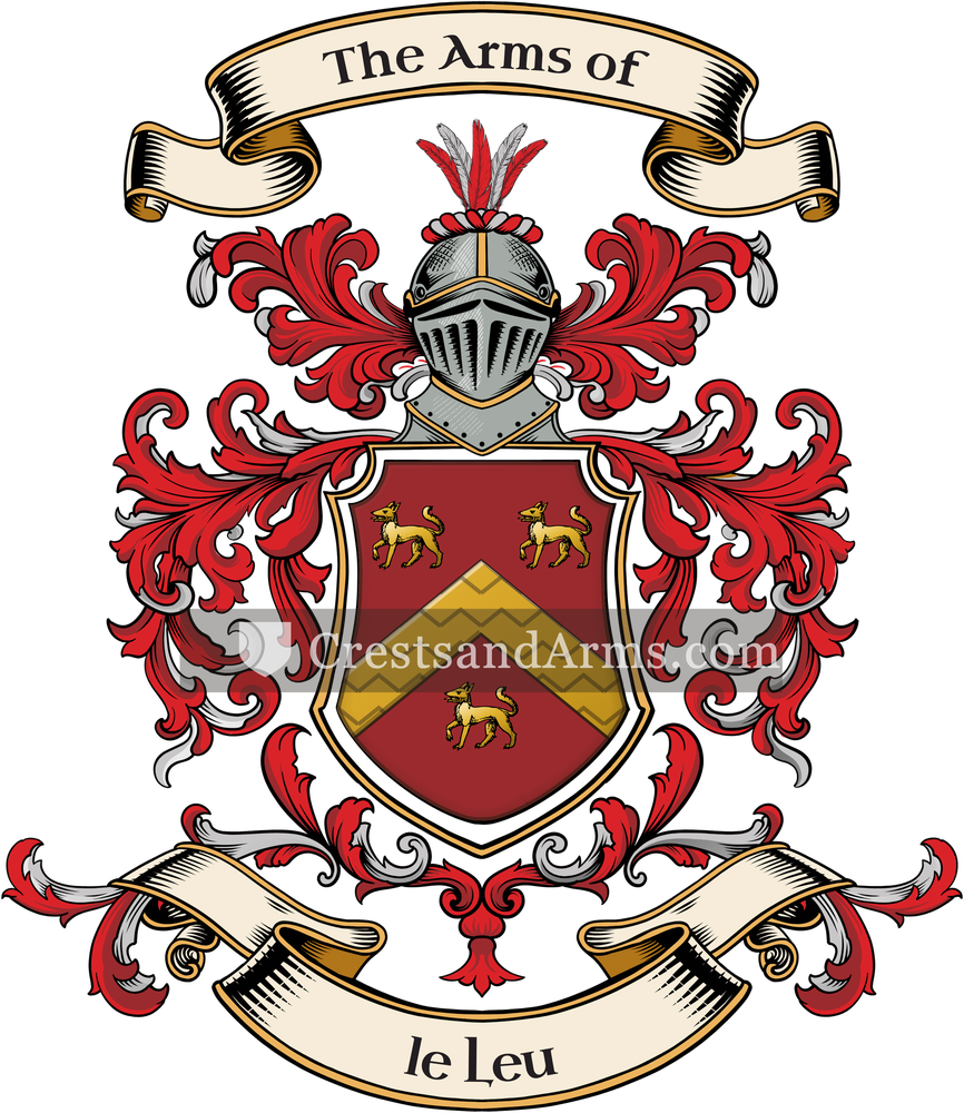 The le Leu coat of arms, drawn from the recorded blazon
