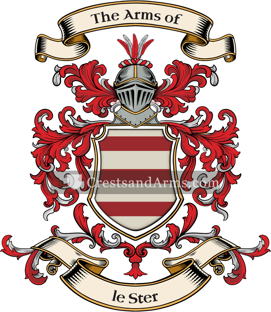 The le Ster coat of arms, drawn from the recorded blazon