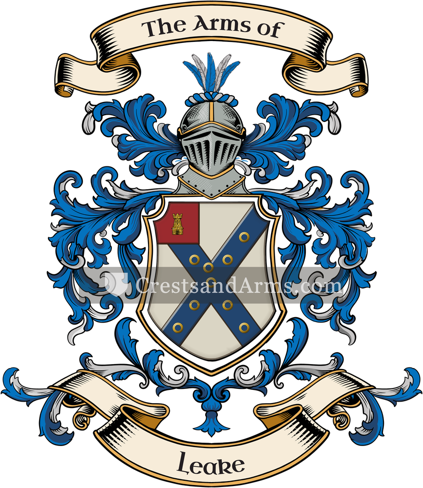 The Leake coat of arms, drawn from the recorded blazon