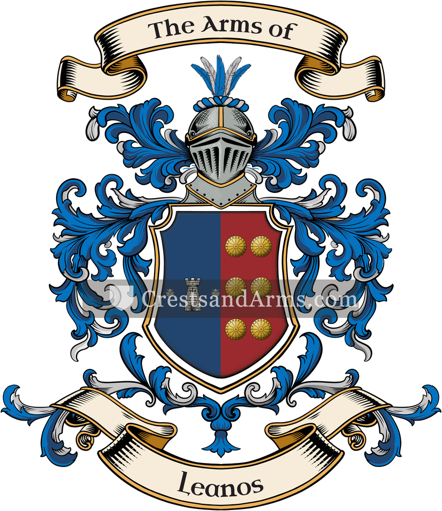 The Leanos coat of arms, drawn from the recorded blazon