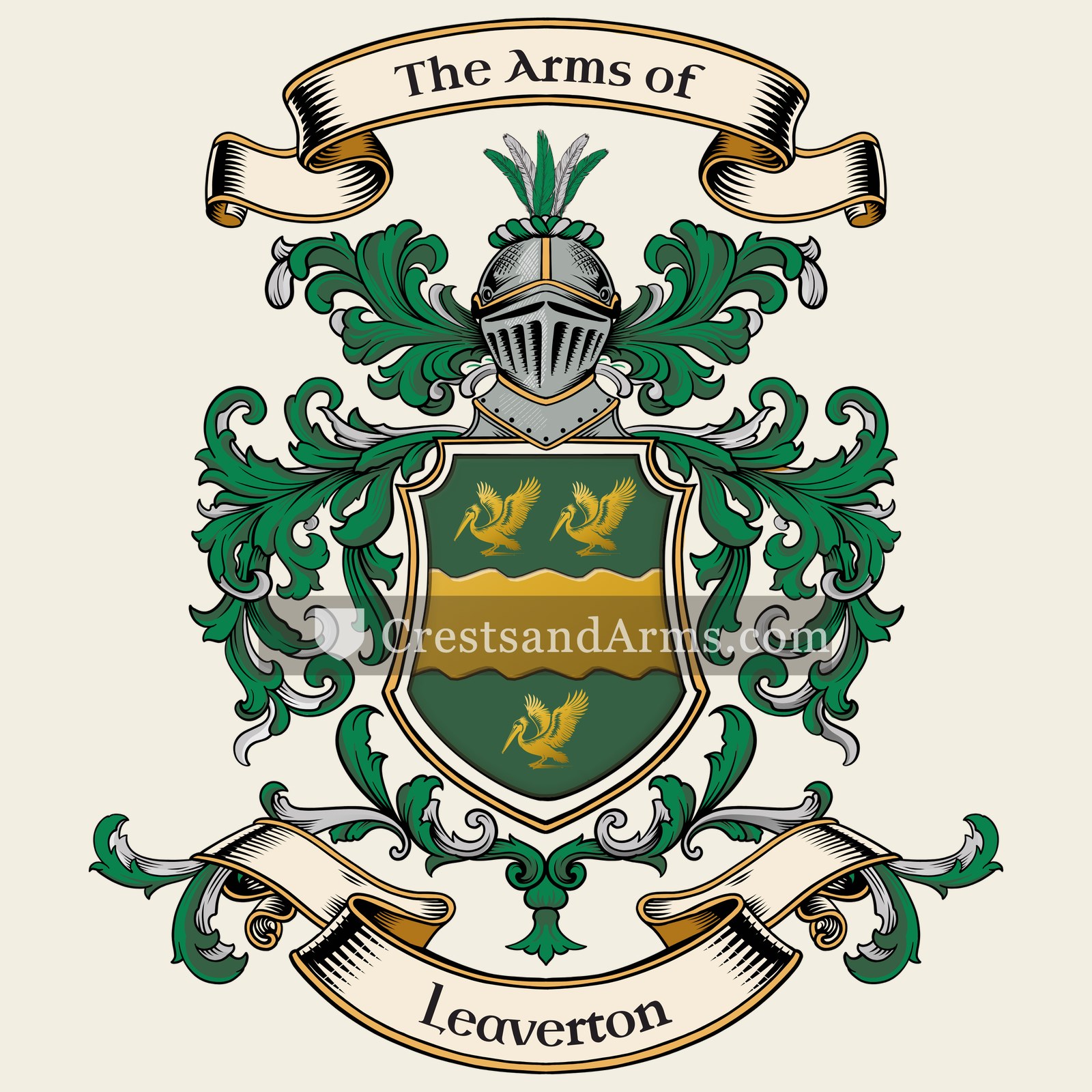 The Leaverton coat of arms, drawn from the recorded blazon
