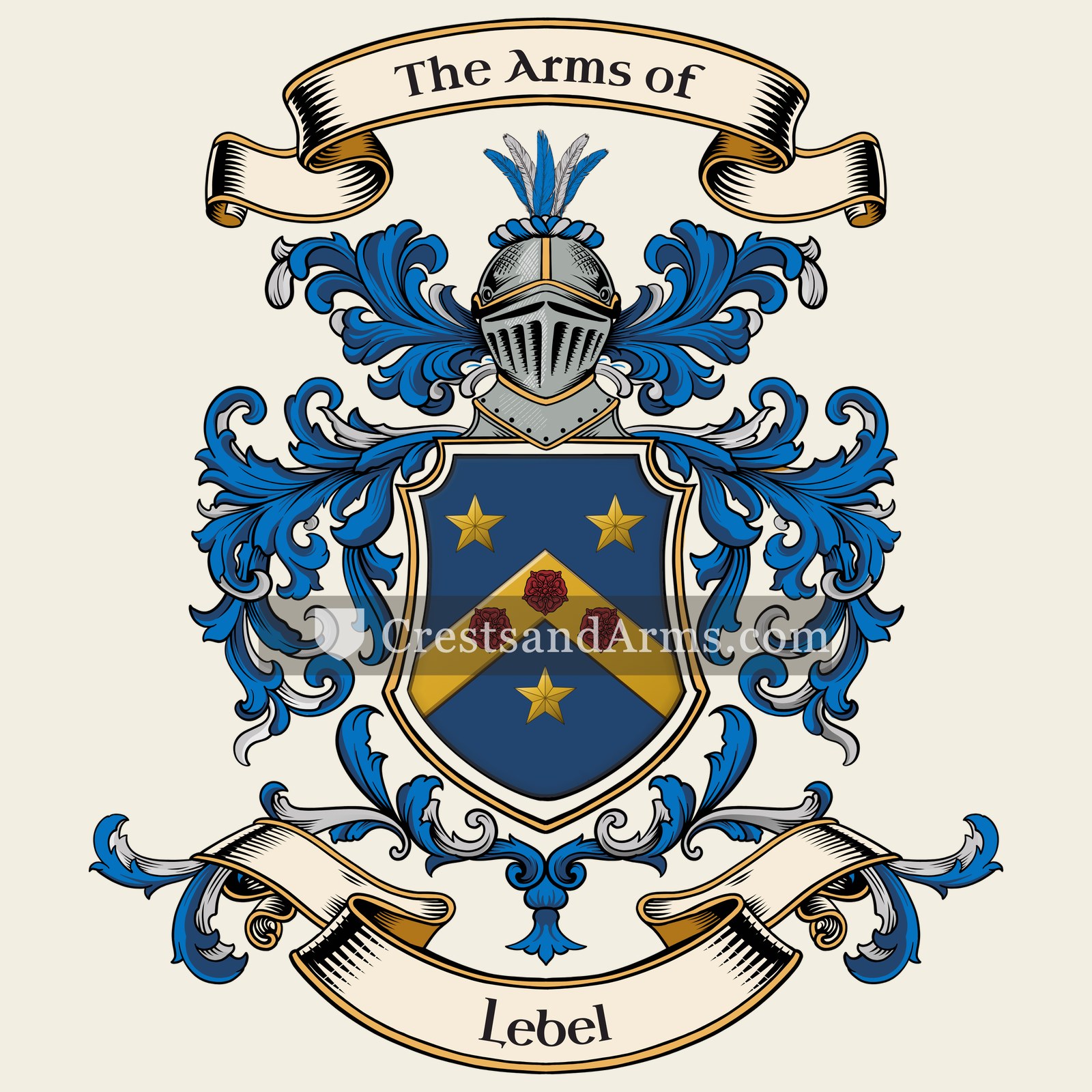 The Lebel coat of arms, drawn from the recorded blazon