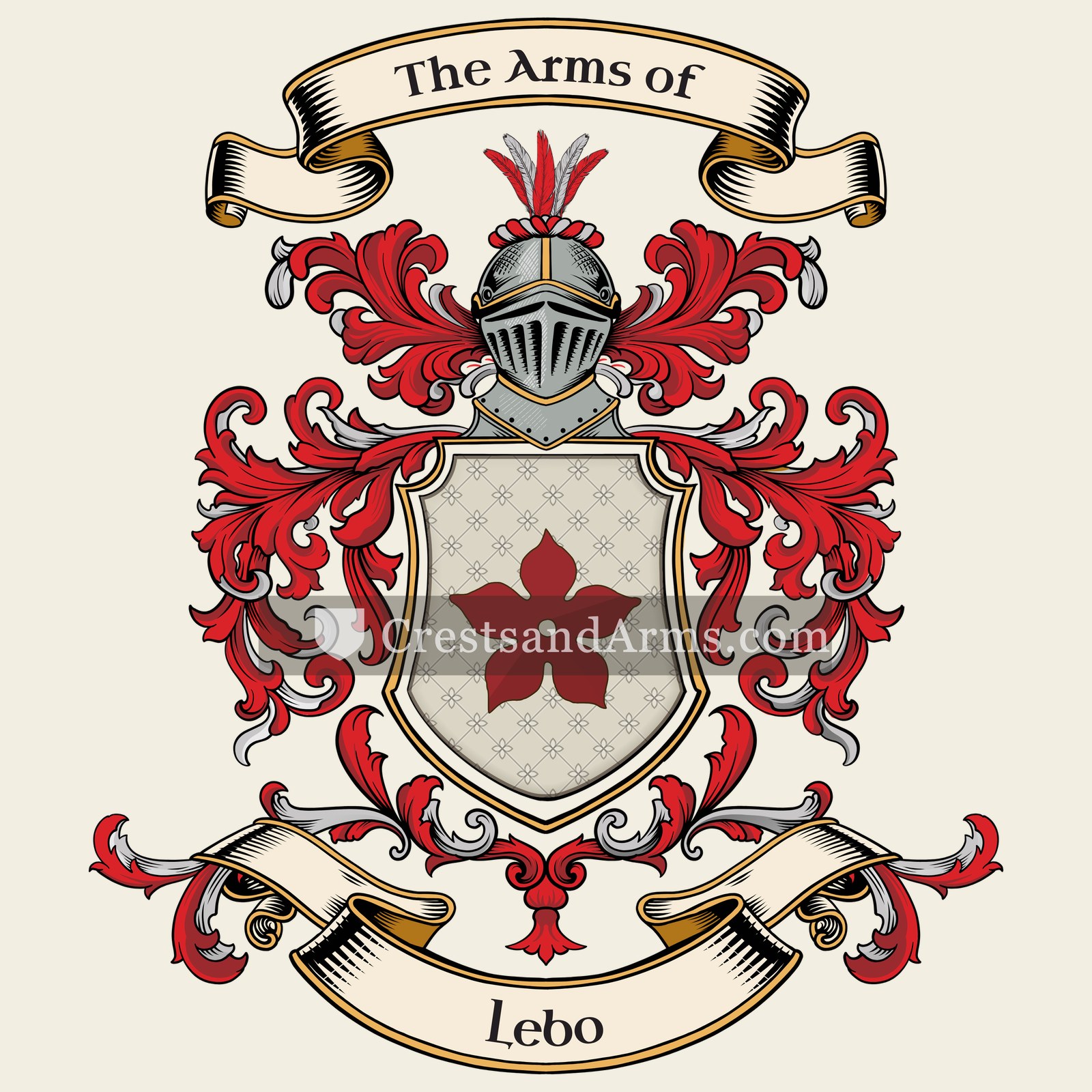 The Lebo coat of arms, drawn from the recorded blazon
