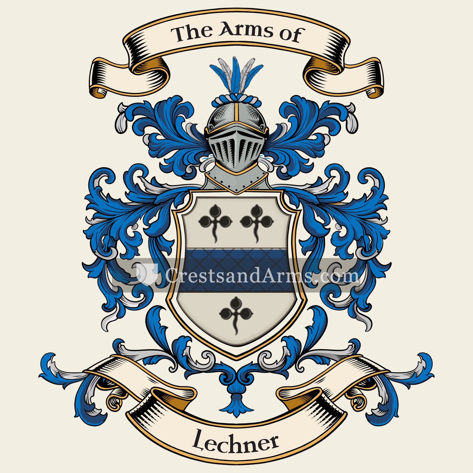 The Lechner coat of arms, drawn from the recorded blazon