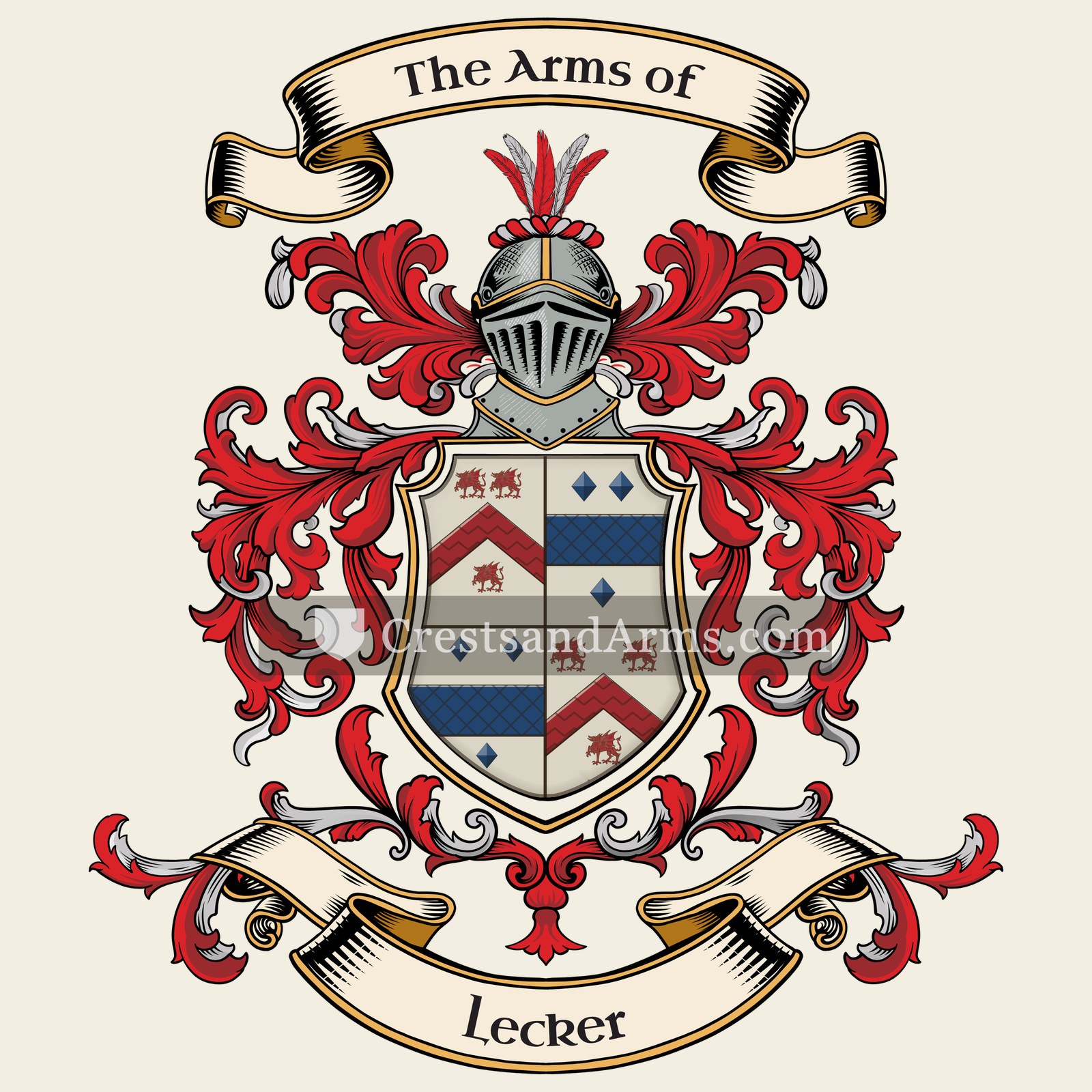 The Lecker coat of arms, drawn from the recorded blazon