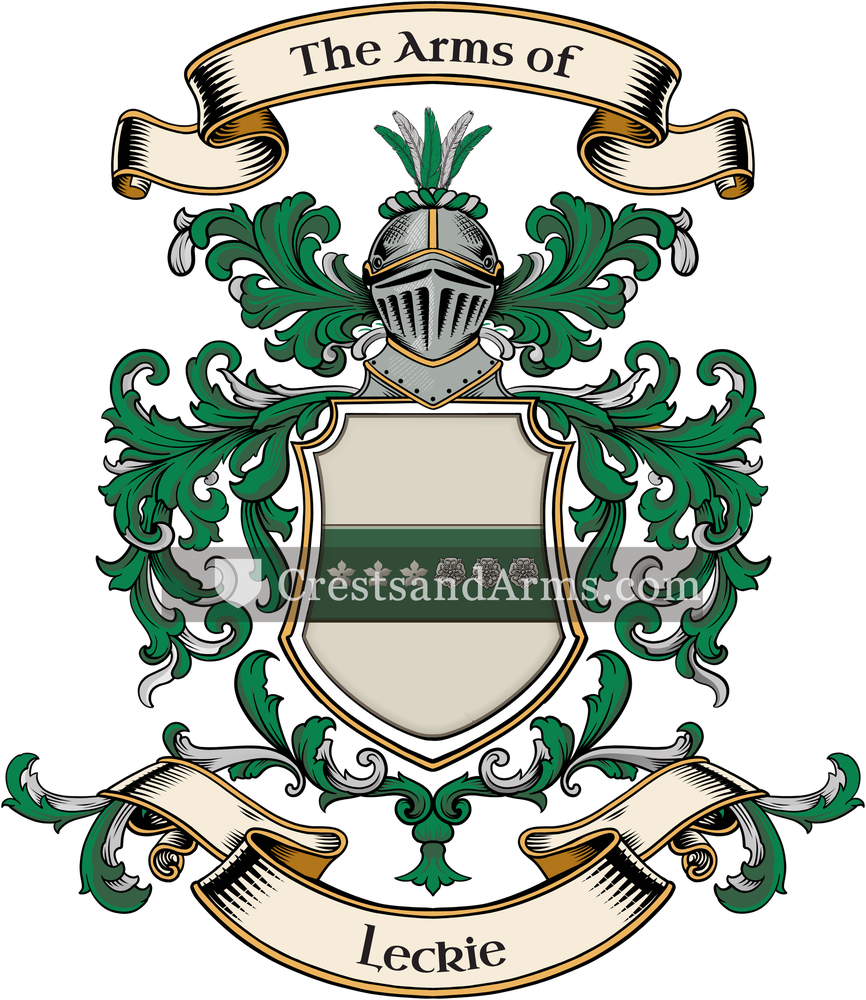 The Leckie coat of arms, drawn from the recorded blazon