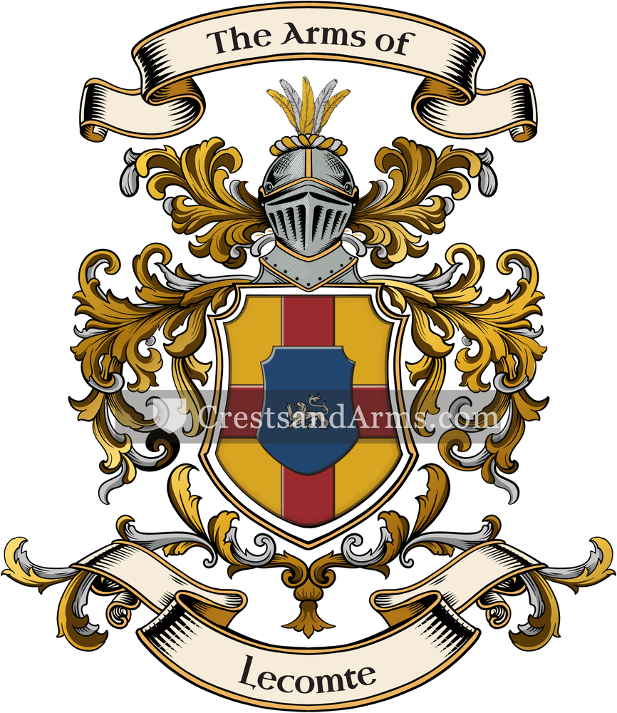 The Lecomte coat of arms, drawn from the recorded blazon