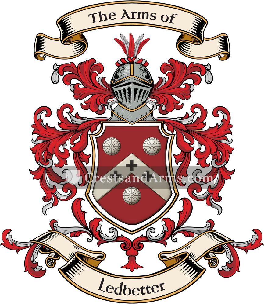 The Ledbetter coat of arms, drawn from the recorded blazon