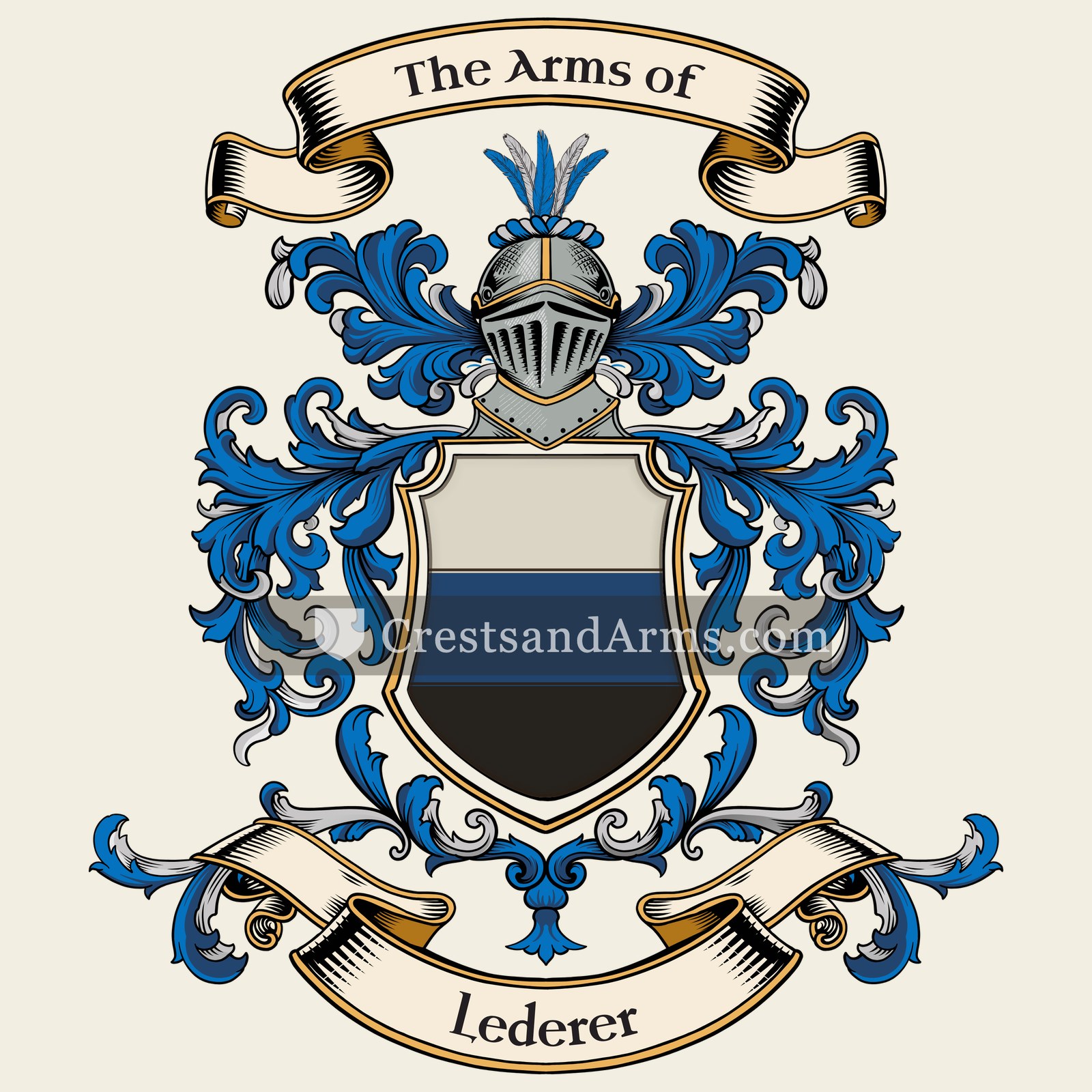 The Lederer coat of arms, drawn from the recorded blazon