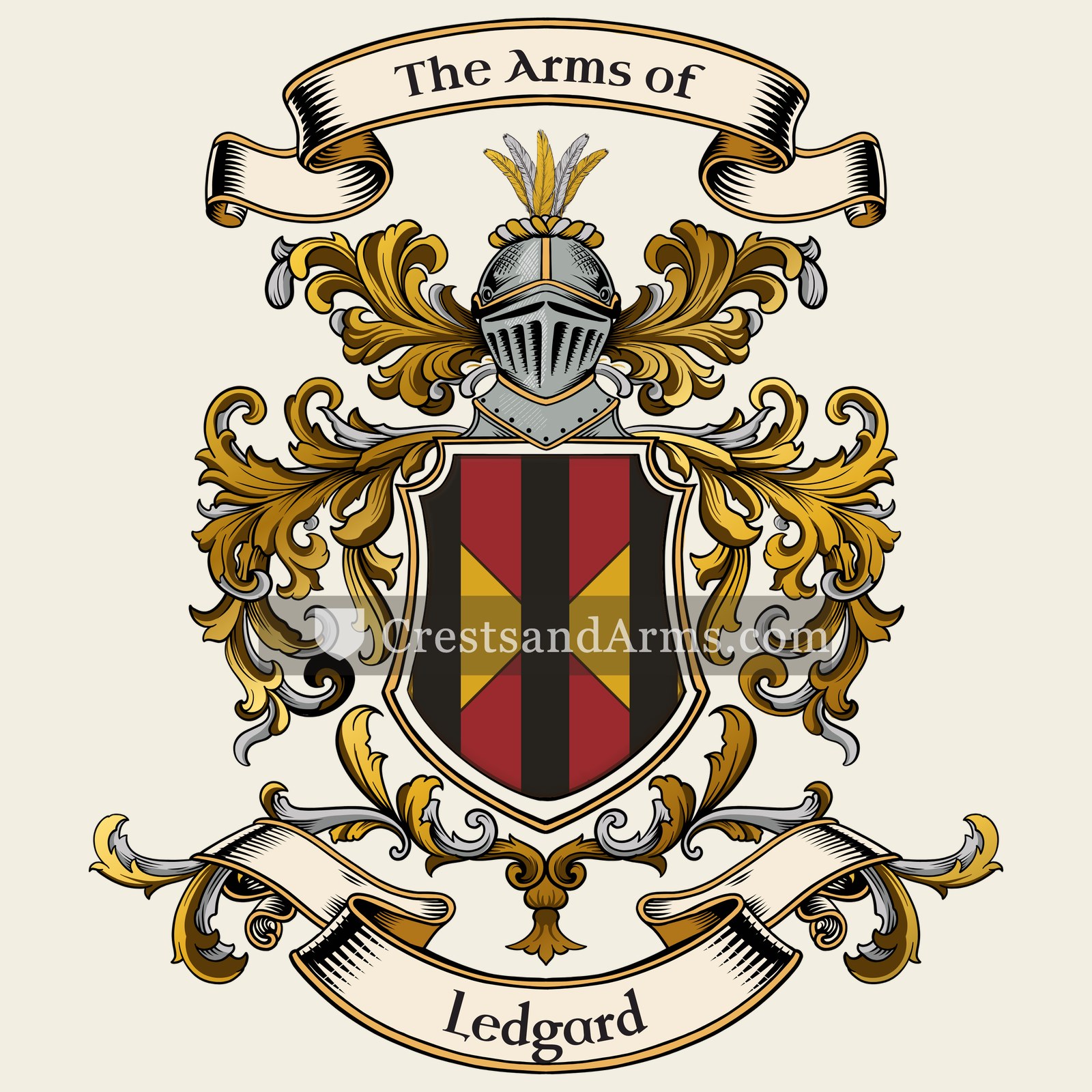 The Ledgard coat of arms, drawn from the recorded blazon