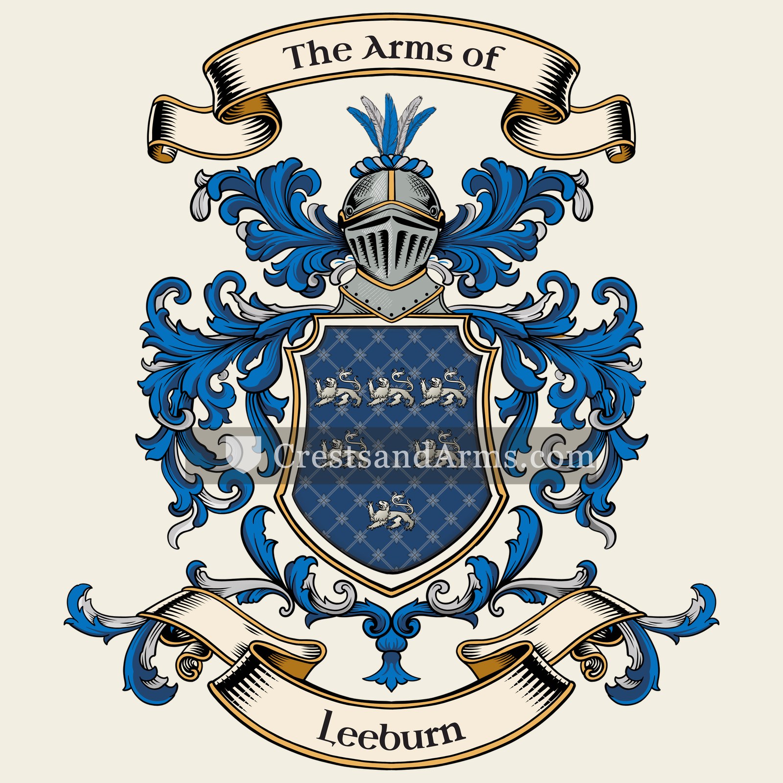 The Leeburn coat of arms, drawn from the recorded blazon
