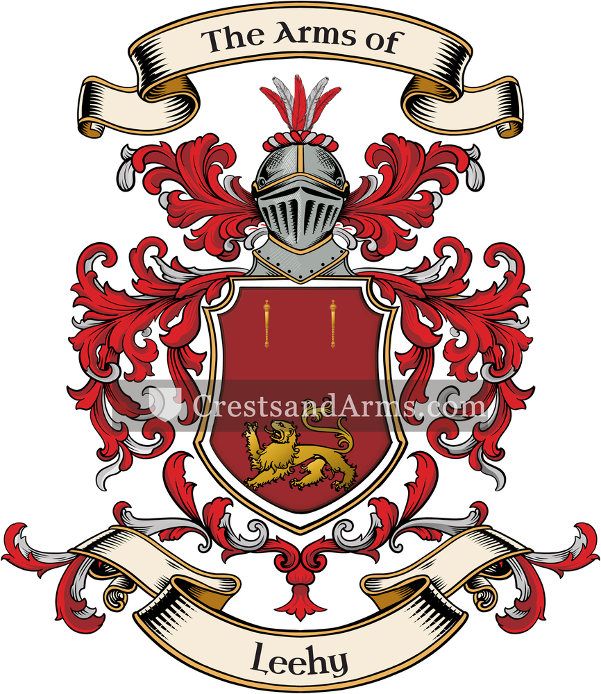 The Leehy coat of arms, drawn from the recorded blazon