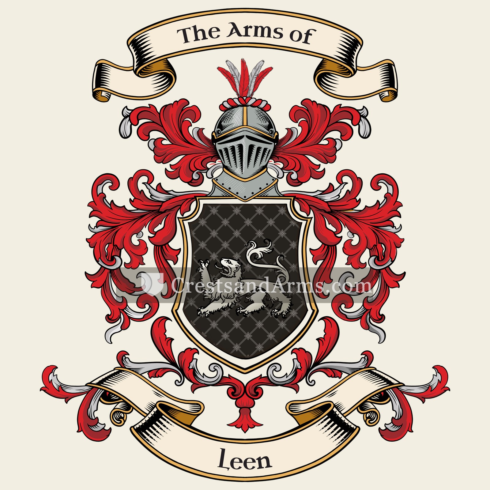 The Leen coat of arms, drawn from the recorded blazon