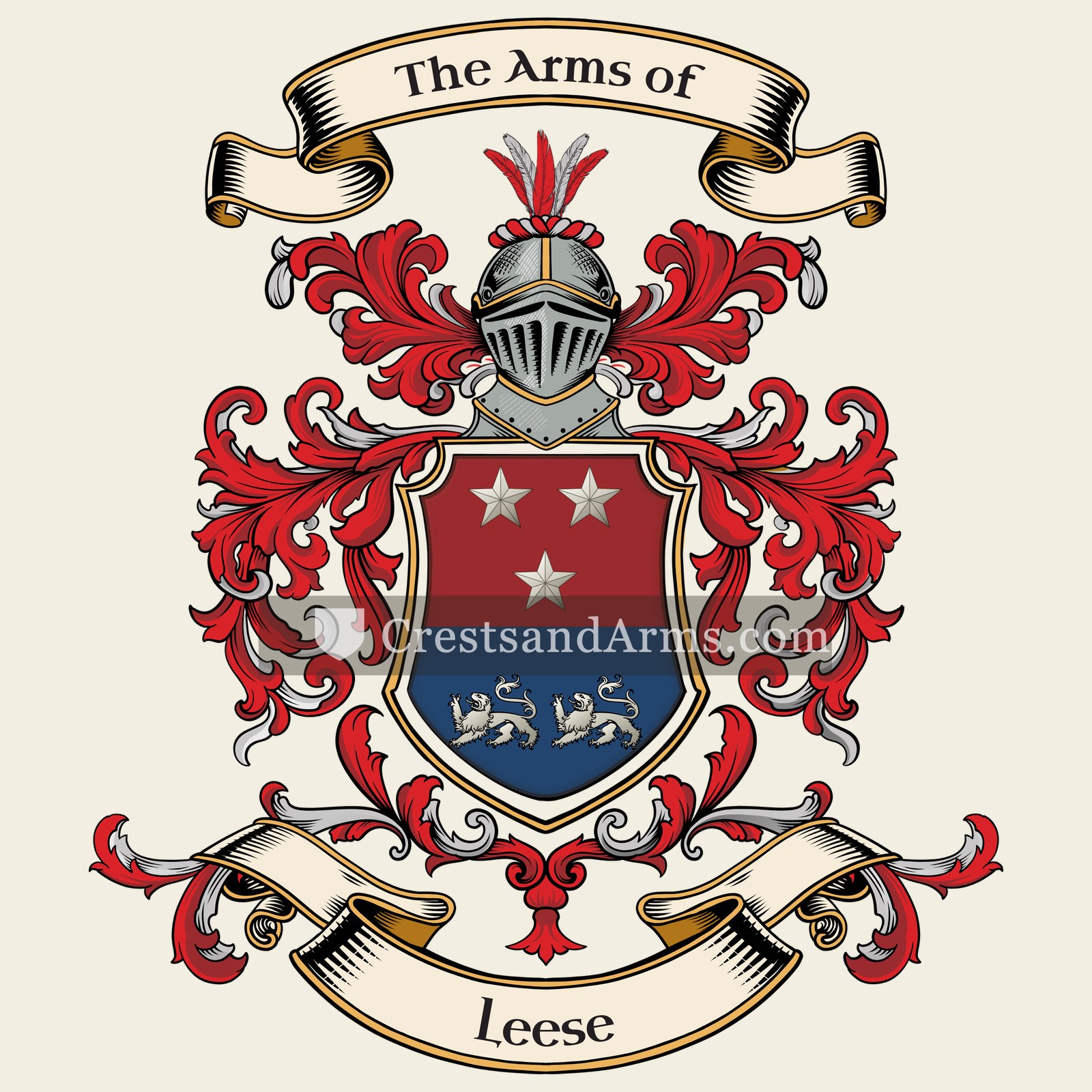 The Leese coat of arms, drawn from the recorded blazon