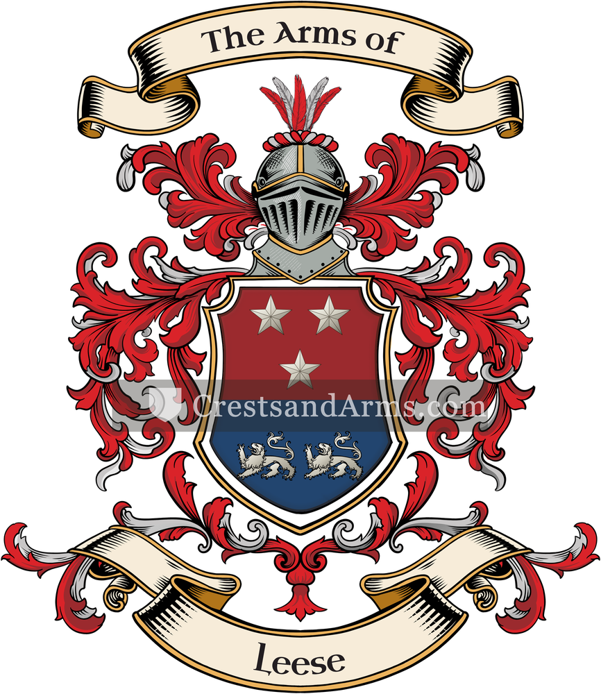 The Leese coat of arms, drawn from the recorded blazon