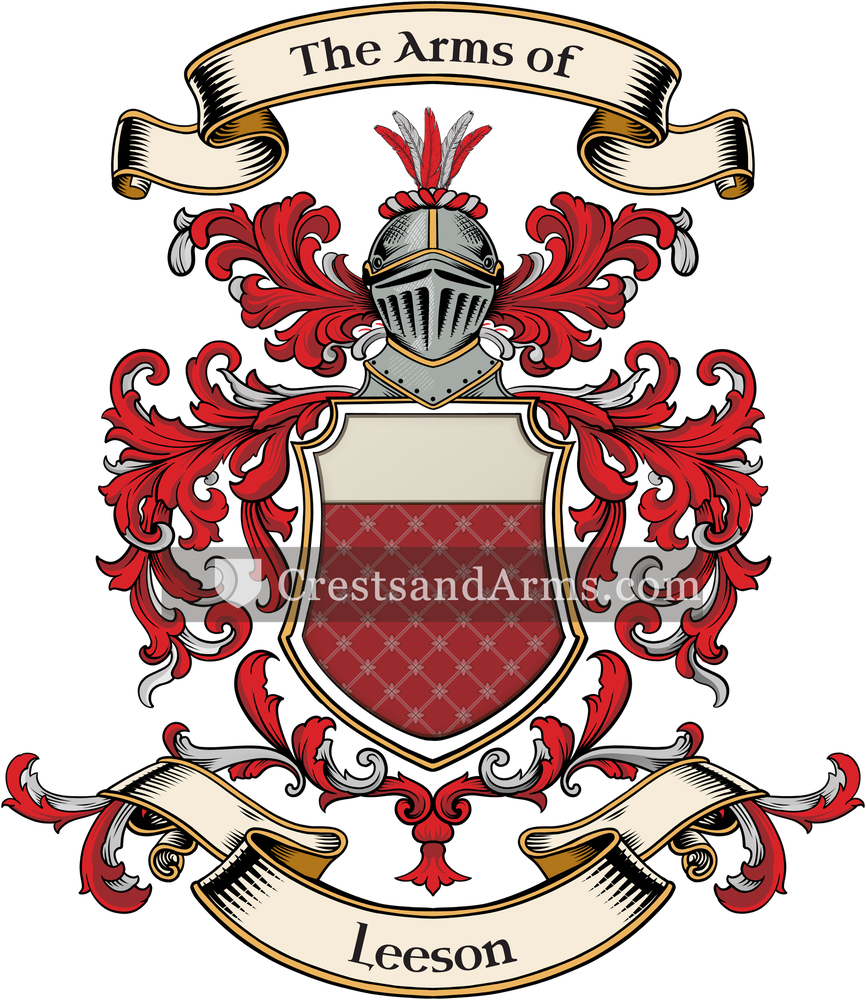 The Leeson coat of arms, drawn from the recorded blazon