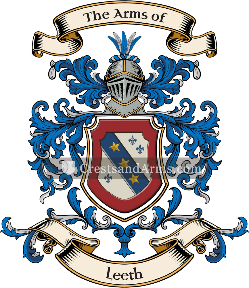 The Leeth coat of arms, drawn from the recorded blazon