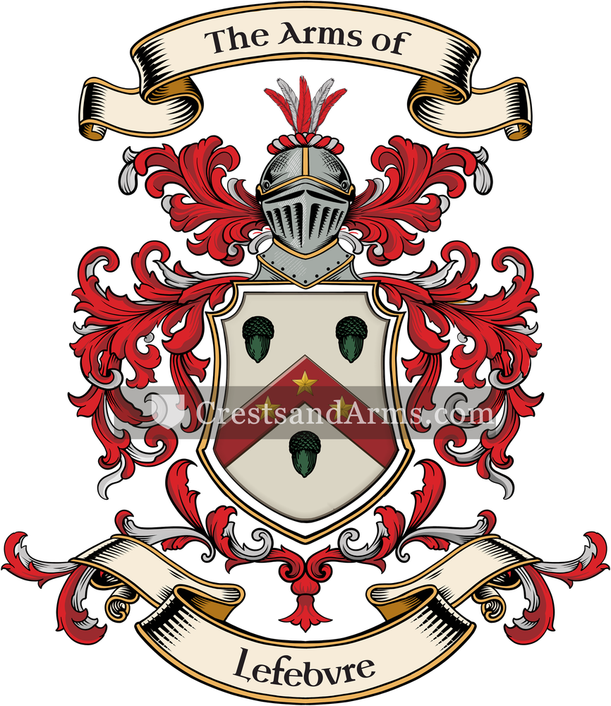 The Lefebvre coat of arms, drawn from the recorded blazon