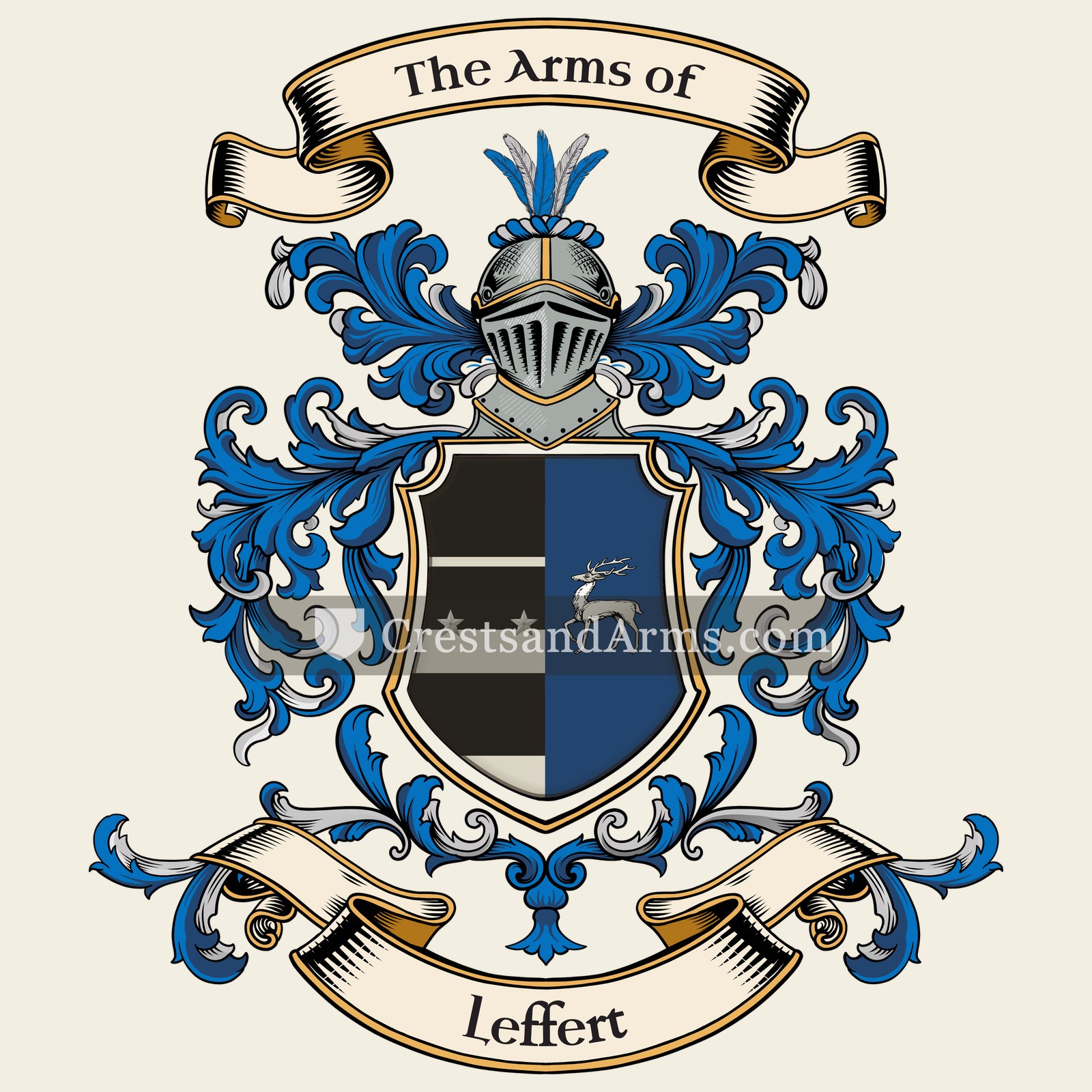 The Leffert coat of arms, drawn from the recorded blazon