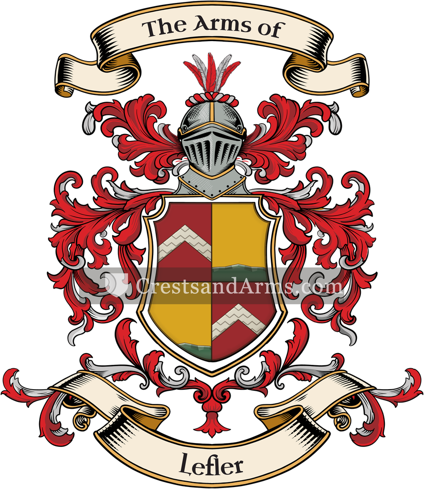 The Lefler coat of arms, drawn from the recorded blazon