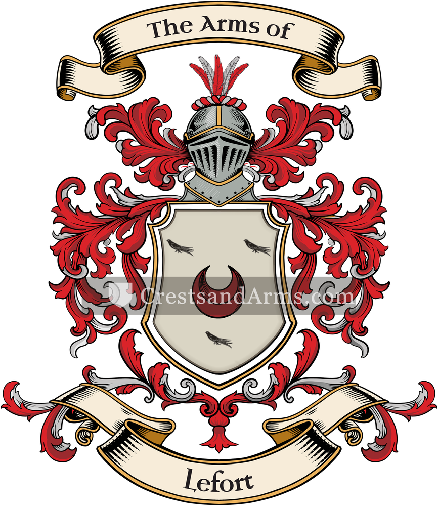 The Lefort coat of arms, drawn from the recorded blazon
