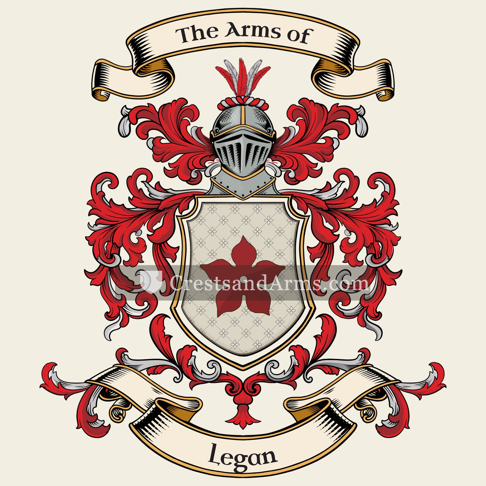 The Legan coat of arms, drawn from the recorded blazon