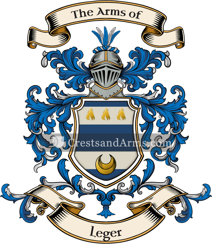 The Leger coat of arms, drawn from the recorded blazon