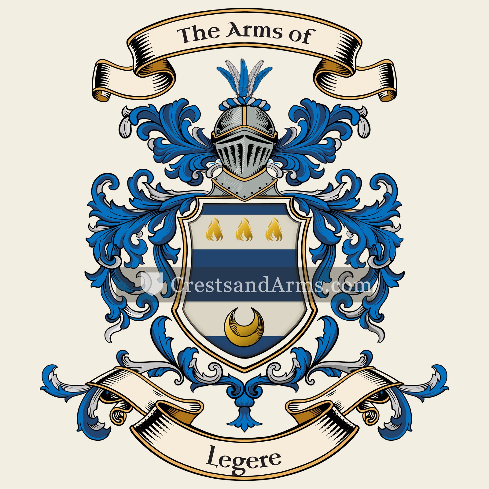 The Legere coat of arms, drawn from the recorded blazon
