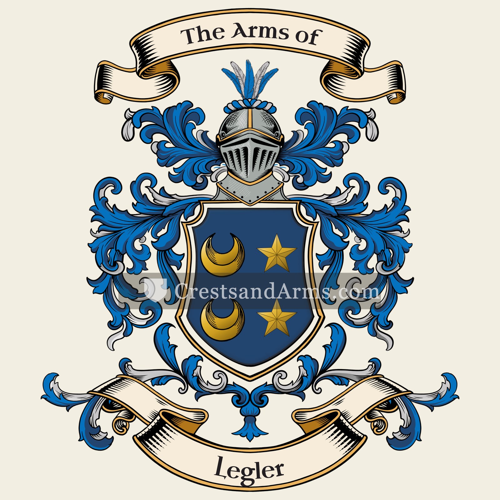 The Legler coat of arms, drawn from the recorded blazon