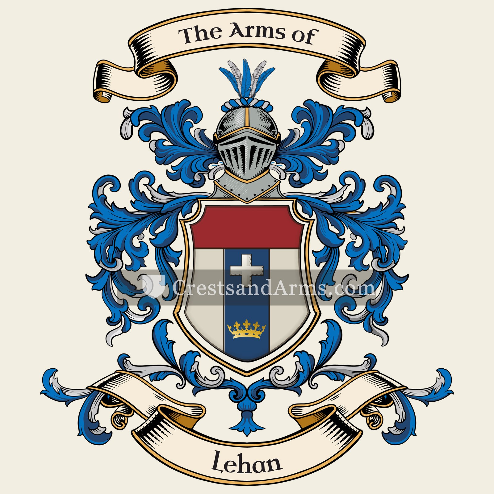 The Lehan coat of arms, drawn from the recorded blazon