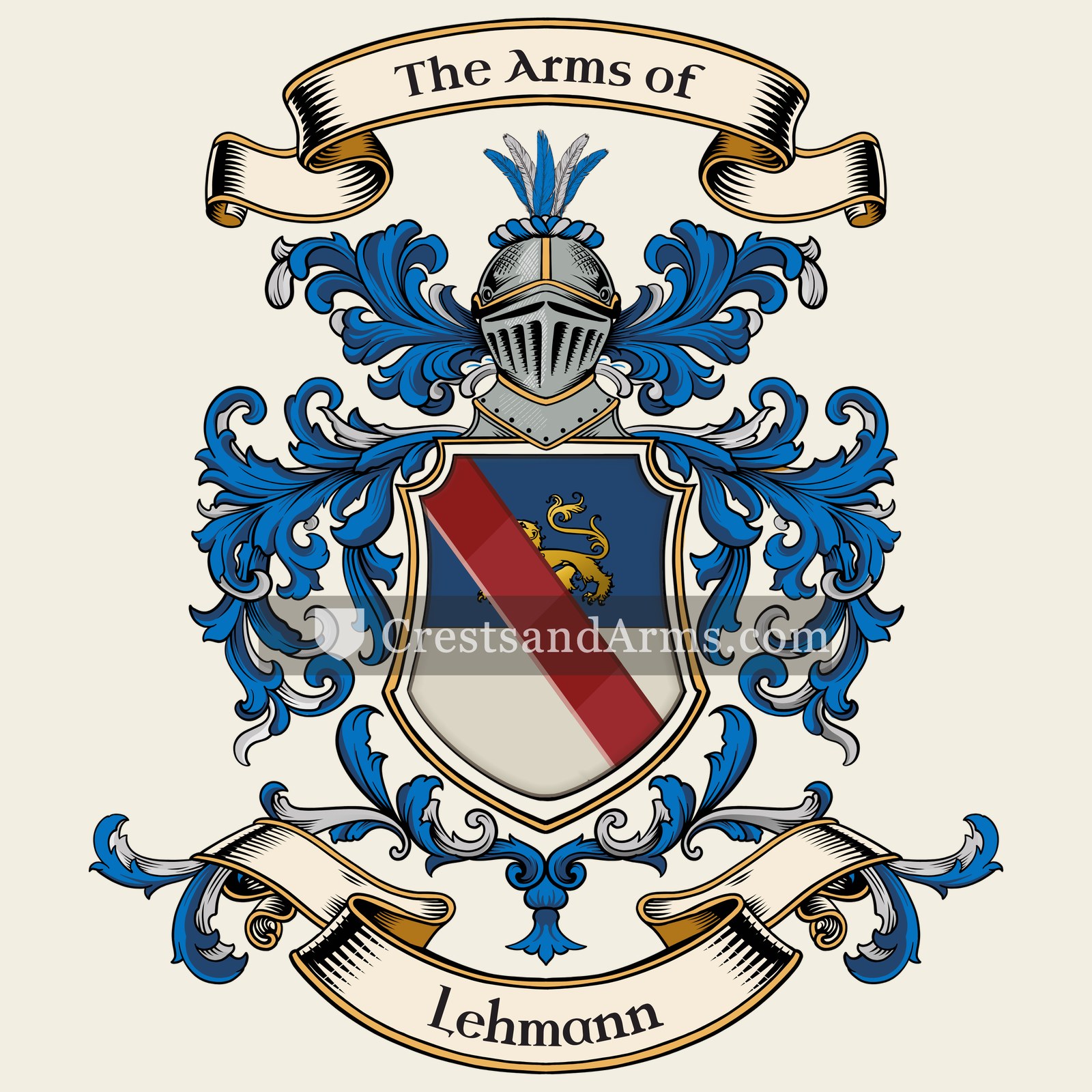 The Lehmann coat of arms, drawn from the recorded blazon