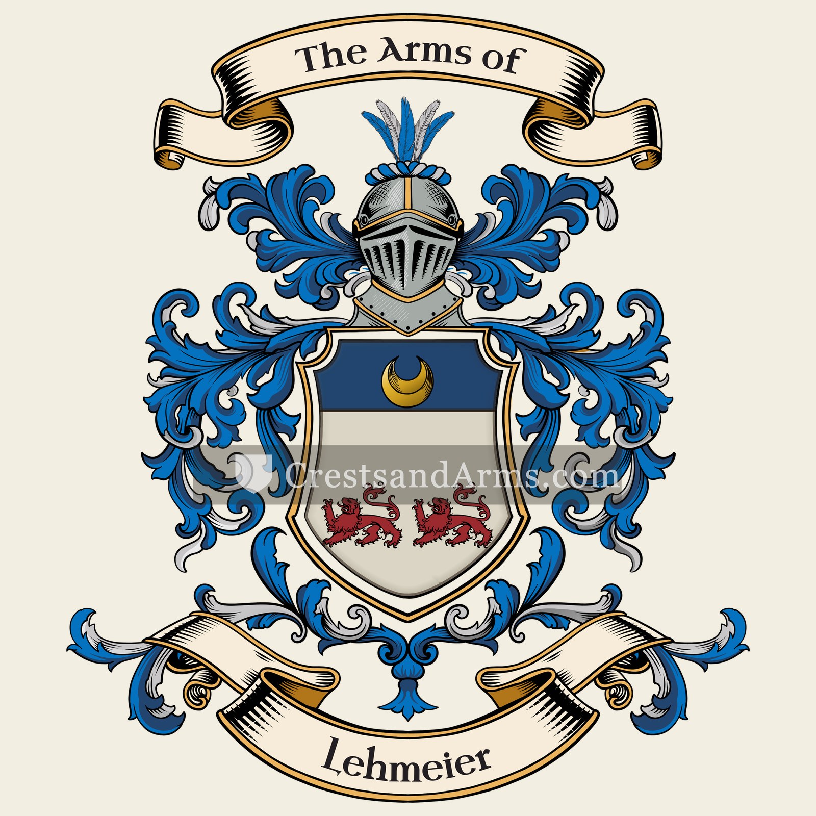 The Lehmeier coat of arms, drawn from the recorded blazon